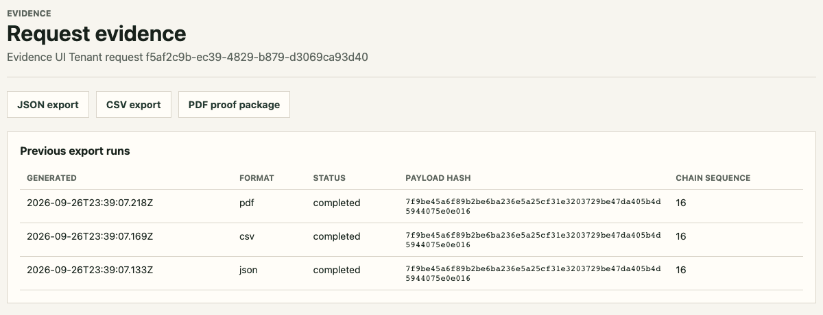 Proof export links